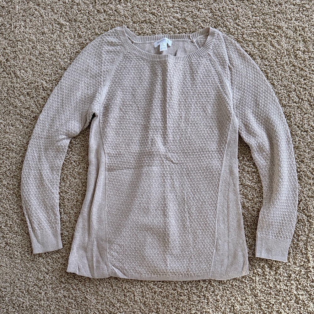 Beige Textured Knit Maternity Sweater